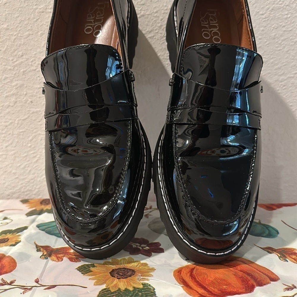 FRANCO SARTO CASSANDRA BLACK PATENT LEATHER LOAFER SZ 8M CAREER EVERYDAY - Picture 4 of 10